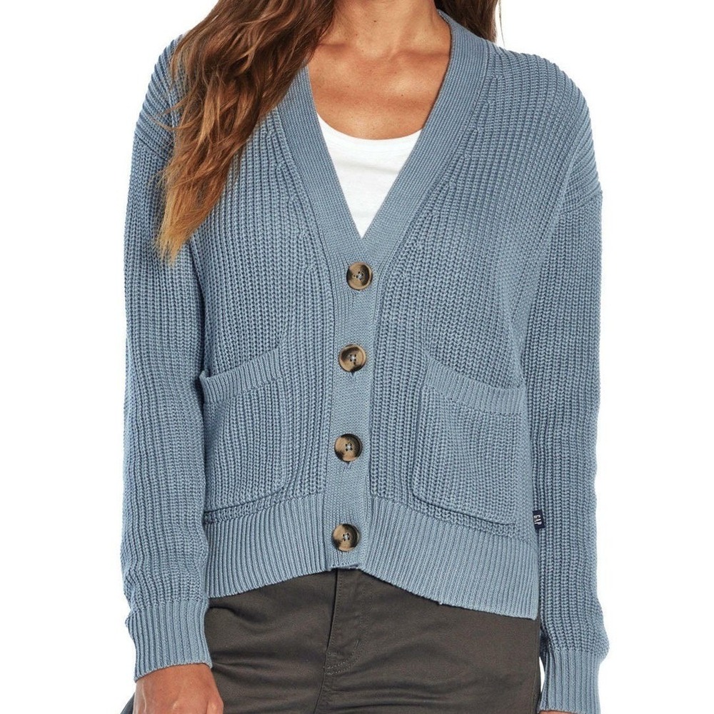 Gap Cotton Soft Knit Pocketed Button Front Cardigan Sweater Blue XL